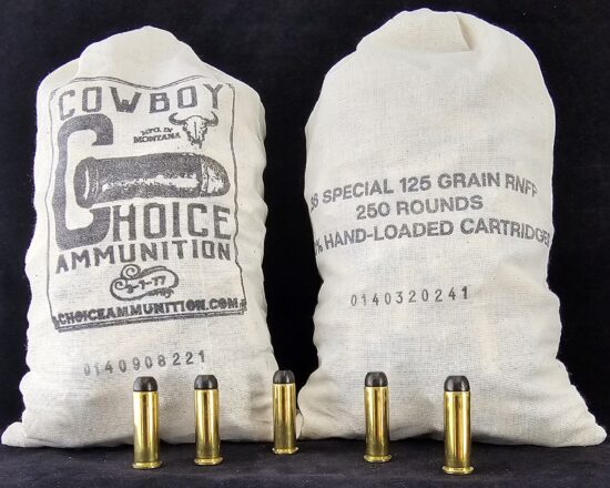 125RNFPL38SPWF250CCB Choice Ammunition Cowboy Choice .38 Special 125 Grain “WELLS FARGO BAG” Ammo! RNFP HI-TEK COATED~100% HAND LOADED