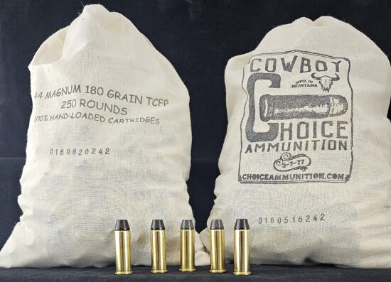 180TCFP44MAGWF250CCB Choice Ammunition Cowboy Action .44 Magnum 180 Grain "Wells Fargo Bag" Ammo! TCFP Hi-Tek Coated Cowboy Action~100% Hand-Loaded!!