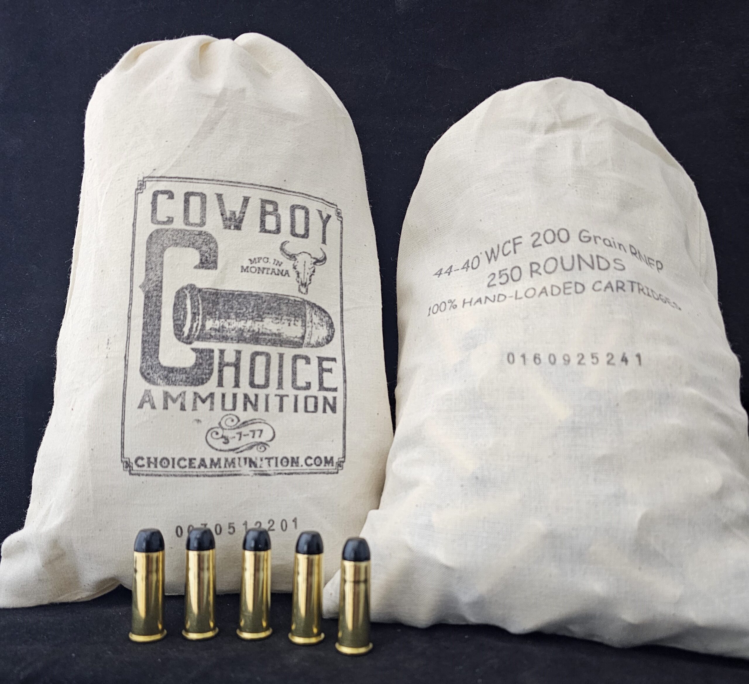 200RNFPL4440WF250CCB Choice Ammunition 44-40 WCF 200 Grain "WELLS FARGO BAG" RNFP BLACK Hi-Tek Coated Lead Cowboy Action~100% HAND LOADED!!
