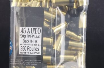 200RNFPL45ACP250 Choice Ammunition Choice Range .45 Auto 200 Grain BLACK HI-TEK COATED RN~100% HAND-LOADED!!